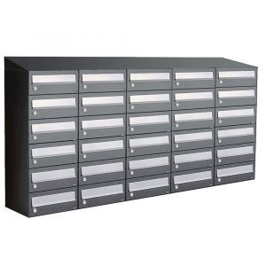 Allux Hive set postkast staal verzinkt gepoedercoat 5-breed 6-hoog met dak antraciet 40030065_5x6d