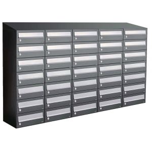 Allux Hive set postkast staal verzinkt gepoedercoat 5-breed 7-hoog met dak antraciet 40030065_5x7d