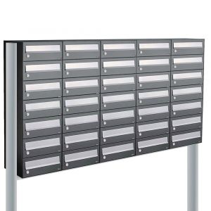 Allux Hive set postkast staal verzinkt gepoedercoat 5-breed 7-hoog op statief antraciet 40030065_5x7s