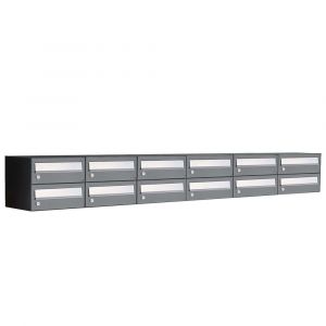 Allux Hive set postkast staal verzinkt gepoedercoat 6-breed 2-hoog antraciet 40030065_6x2