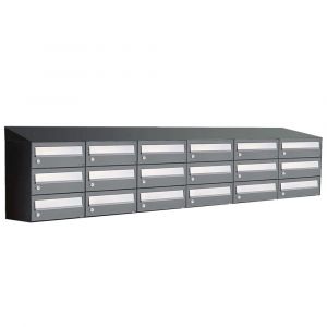 Allux Hive set postkast staal verzinkt gepoedercoat 6-breed 3-hoog met dak antraciet 40030065_6x3d