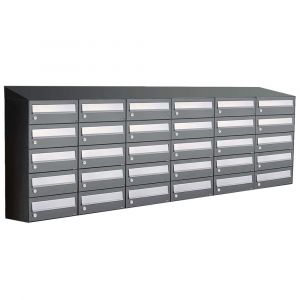 Allux Hive set postkast staal verzinkt gepoedercoat 6-breed 5-hoog met dak antraciet 40030065_6x5d