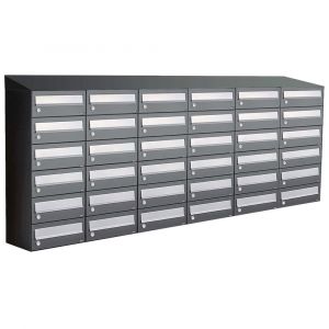 Allux Hive set postkast staal verzinkt gepoedercoat 6-breed 6-hoog met dak antraciet 40030065_6x6d