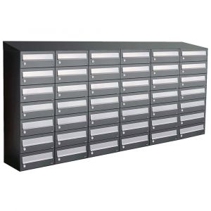 Allux Hive set postkast staal verzinkt gepoedercoat 6-breed 7-hoog met dak antraciet 40030065_6x7d