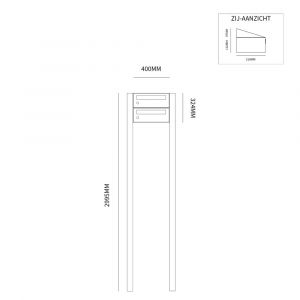 Allux Hive set postkast staal verzinkt gepoedercoat 1-breed 2-hoog op statief zwart 40030070_1x2s