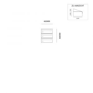 Allux Hive set postkast staal verzinkt gepoedercoat 1-breed 3-hoog antraciet 40030065_1x3