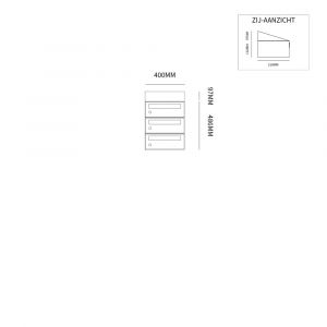 Allux Hive set postkast staal verzinkt gepoedercoat 1-breed 3-hoog met dak zwart 40030070_1x3d