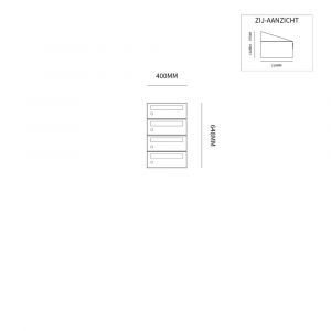 Allux Hive set postkast staal verzinkt gepoedercoat 1-breed 4-hoog zwart 40030070_1x4