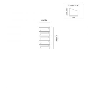 Allux Hive set postkast staal verzinkt gepoedercoat 1-breed 5-hoog zwart 40030070_1x5