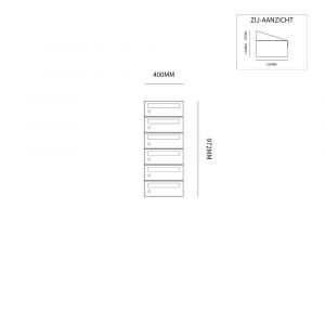 Allux Hive set postkast staal verzinkt gepoedercoat 1-breed 6-hoog zwart 40030070_1x6