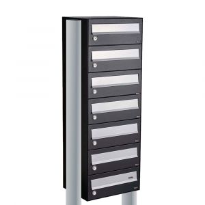 Allux Hive set postkast staal verzinkt gepoedercoat 1-breed 7-hoog op statief zwart 40030070_1x7s