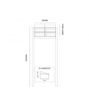 Allux Hive set postkast staal verzinkt gepoedercoat 2-breed 2-hoog met dak op statief zwart 40030070_2x2ds