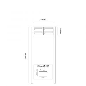 Allux Hive set postkast staal verzinkt gepoedercoat 2-breed 2-hoog op statief zwart 40030070_2x2s