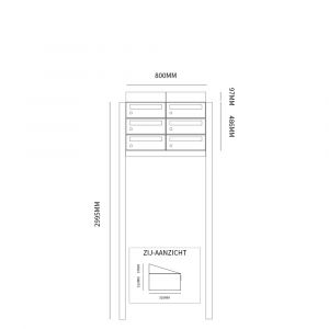 Allux Hive set postkast staal verzinkt gepoedercoat 2-breed 3-hoog met dak op statief zwart 40030070_2x3ds