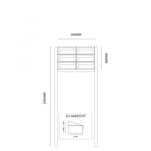 Allux Hive set postkast staal verzinkt gepoedercoat 2-breed 3-hoog op statief zwart 40030070_2x3s