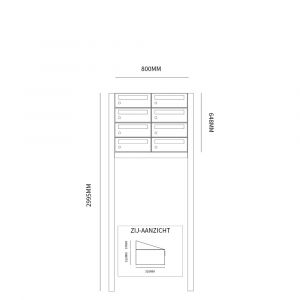 Allux Hive set postkast staal verzinkt gepoedercoat 2-breed 4-hoog op statief zwart 40030070_2x4s