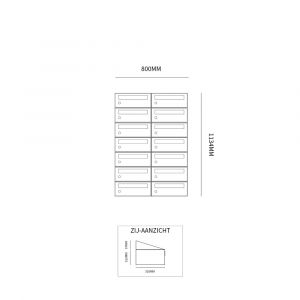 Allux Hive set postkast staal verzinkt gepoedercoat 2-breed 7-hoog zwart 40030070_2x7