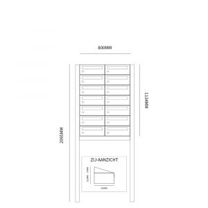 Allux Hive set postkast staal verzinkt gepoedercoat 2-breed 7-hoog op statief zwart 40030070_2x7s