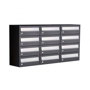 Allux Hive set postkast staal verzinkt gepoedercoat 3-breed 4-hoog zwart 40030070_3x4