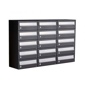 Allux Hive set postkast staal verzinkt gepoedercoat 3-breed 5-hoog zwart 40030070_3x5