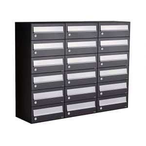 Allux Hive set postkast staal verzinkt gepoedercoat 3-breed 6-hoog zwart 40030070_3x6