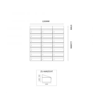 Allux Hive set postkast staal verzinkt gepoedercoat 3-breed 7-hoog met dak zwart 40030070_3x7d