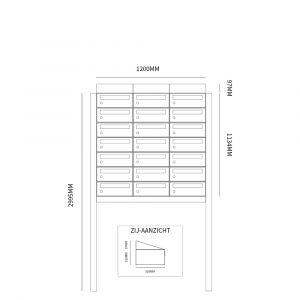 Allux Hive set postkast staal verzinkt gepoedercoat 3-breed 7-hoog met dak op statief zwart 40030070_3x7ds