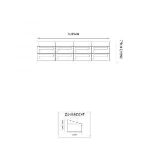 Allux Hive set postkast staal verzinkt gepoedercoat 4-breed 2-hoog met dak zwart 40030070_4x2d