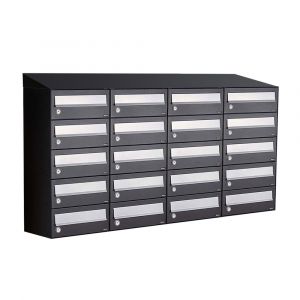 Allux Hive set postkast staal verzinkt gepoedercoat 4-breed 5-hoog met dak zwart 40030070_4x5d