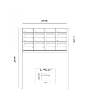 Allux Hive set postkast staal verzinkt gepoedercoat 4-breed 5-hoog op statief zwart 40030070_4x5s