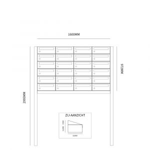 Allux Hive set postkast staal verzinkt gepoedercoat 4-breed 6-hoog op statief zwart 40030070_4x6s