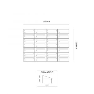 Allux Hive set postkast staal verzinkt gepoedercoat 4-breed 7-hoog zwart 40030070_4x7