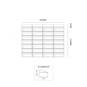 Allux Hive set postkast staal verzinkt gepoedercoat 4-breed 7-hoog met dak zwart 40030070_4x7d