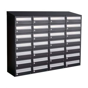 Allux Hive set postkast staal verzinkt gepoedercoat 4-breed 7-hoog met dak zwart 40030070_4x7d