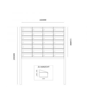 Allux Hive set postkast staal verzinkt gepoedercoat 4-breed 7-hoog op statief zwart 40030070_4x7s