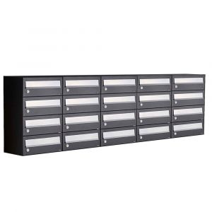 Allux Hive set postkast staal verzinkt gepoedercoat 5-breed 4-hoog zwart 40030070_5x4