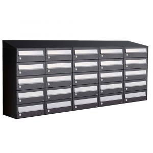 Allux Hive set postkast staal verzinkt gepoedercoat 5-breed 5-hoog met dak zwart 40030070_5x5d