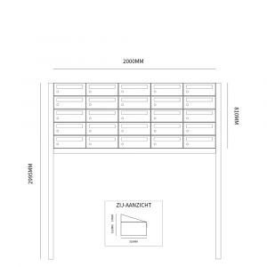 Allux Hive set postkast staal verzinkt gepoedercoat 5-breed 5-hoog op statief antraciet 40030065_5x5s