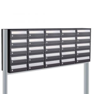 Allux Hive set postkast staal verzinkt gepoedercoat 5-breed 5-hoog op statief zwart 40030070_5x5s