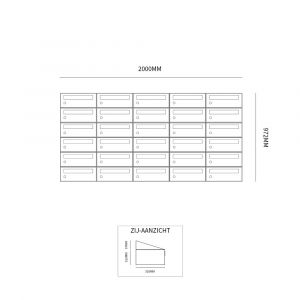 Allux Hive set postkast staal verzinkt gepoedercoat 5-breed 6-hoog zwart 40030070_5x6