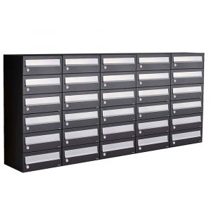 Allux Hive set postkast staal verzinkt gepoedercoat 5-breed 6-hoog zwart 40030070_5x6