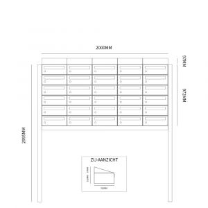 Allux Hive set postkast staal verzinkt gepoedercoat 5-breed 6-hoog met dak op statief antraciet 40030065_5x6ds