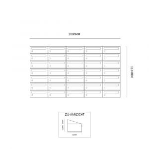 Allux Hive set postkast staal verzinkt gepoedercoat 5-breed 7-hoog zwart 40030070_5x7