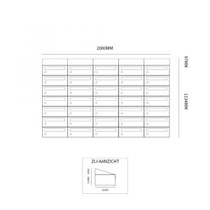 Allux Hive set postkast staal verzinkt gepoedercoat 5-breed 7-hoog met dak antraciet 40030065_5x7d