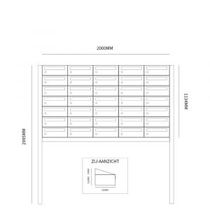 Allux Hive set postkast staal verzinkt gepoedercoat 5-breed 7-hoog op statief zwart 40030070_5x7s