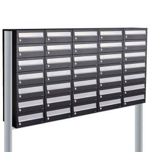 Allux Hive set postkast staal verzinkt gepoedercoat 5-breed 7-hoog op statief zwart 40030070_5x7s