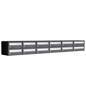 Allux Hive set postkast staal verzinkt gepoedercoat 6-breed 2-hoog zwart 40030070_6x2