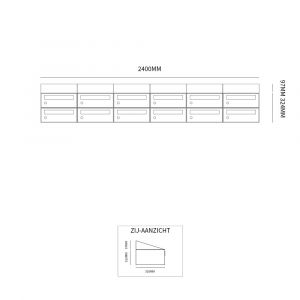 Allux Hive set postkast staal verzinkt gepoedercoat 6-breed 2-hoog met dak zwart 40030070_6x2d