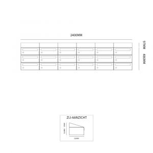 Allux Hive set postkast staal verzinkt gepoedercoat 6-breed 3-hoog met dak zwart 40030070_6x3d