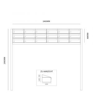 Allux Hive set postkast staal verzinkt gepoedercoat 6-breed 3-hoog op statief zwart 40030070_6x3s